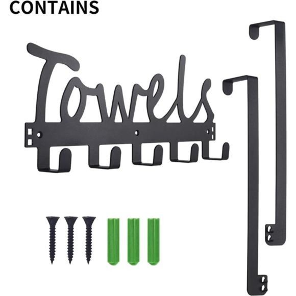 Over The Door Hooks Towel Rack Holder Heavy-Duty Organizer on Bathroom Cabinet - Picture 3 of 5